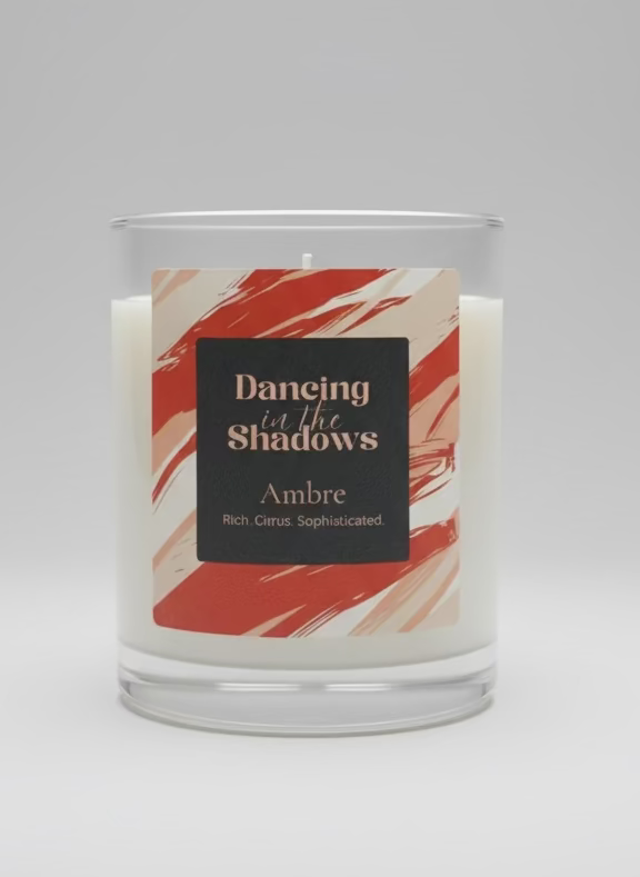 Ambre soy candle with mandarin vanilla and sandalwood hand poured in London