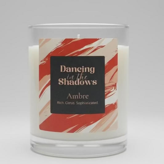 Ambre soy candle with mandarin vanilla and sandalwood hand poured in London